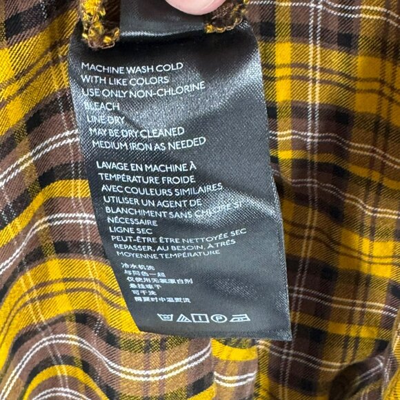 Anthropologie Dalton Wrap Dress Mustard Yellow Plaid Long Sleeve XL Womens Boho - Picture 13 of 15